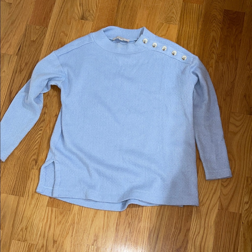 LOFT Light crew neck Sweater with Button Accents